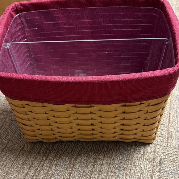Longaberger Newspaper basket with liner and divided protector.